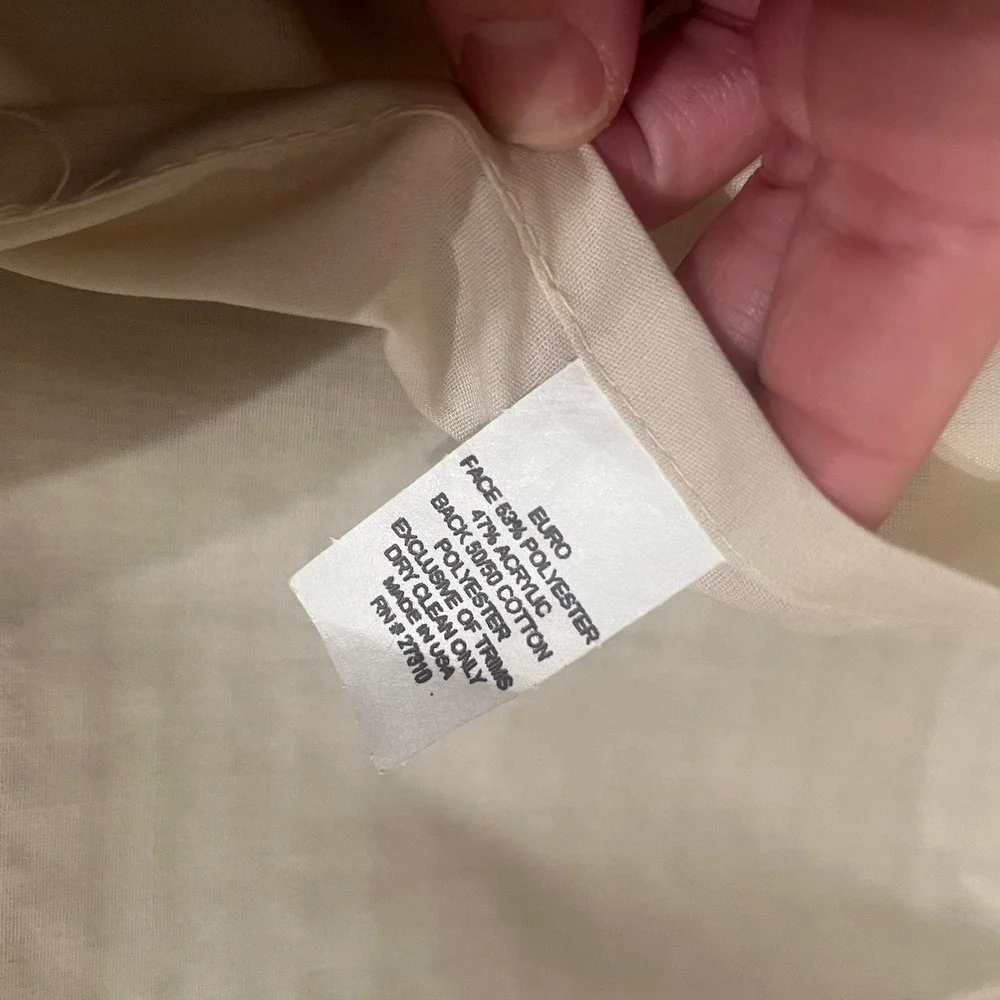 VTG NWT Carlyle Collection Barcelona Sham Euro Beige Brown Cord Trim Checked USA